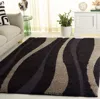 Safavieh Florida Shag Machine Made Area Rug, Dark Brown / Beige Shag Flokati Style Easy Care In Multi