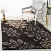 Safavieh Florida Shag Machine Made Area Rug, Dark Brown / Grey Shag & Flokati Style Easy Care In Brown