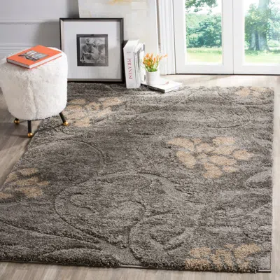 Safavieh Florida Shag Machine Made Area Rug, Grey / Beige Shag & Flokati Style Easy Care In Brown