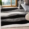 Safavieh Florida Shag Machine Made Area Rug, Grey / Black Shag & Flokati Style Easy Care In Black