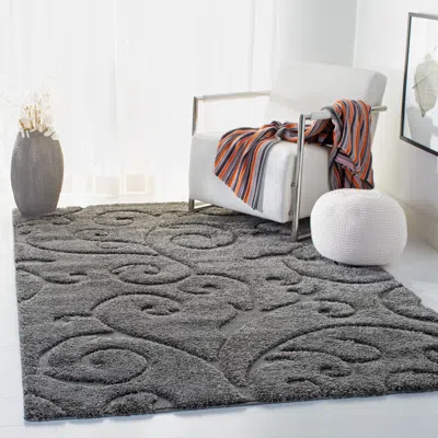 Safavieh Florida Shag Machine Made Area Rug, Grey Shag & Flokati Style Easy Care In Gray