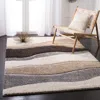Safavieh Florida Shag Machine Made Area Rug, Ivory / Grey Shag & Flokati Style Easy Care In Neutral