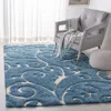 Safavieh Florida Shag Machine Made Area Rug, Light Blue / Cream Shag & Flokati Style Easy Care In Blue