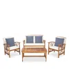 Safavieh Fontana 4-piece Outdoor Living Set With Accent Pillows In Natural
