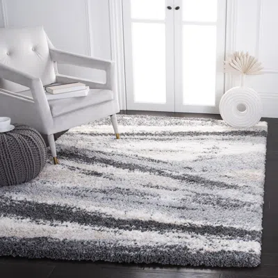 Safavieh Fontana Shag Area Rug, Grey / Charcoal Modern Style Non-shedding In Gray