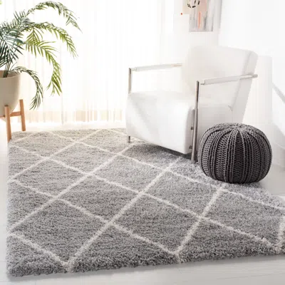 Safavieh Fontana Shag Area Rug, Grey / Cream Moroccan Style Non-shedding In Gray