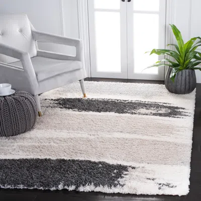 Safavieh Fontana Shag Area Rug, Grey / Ivory Modern Style Non-shedding In White