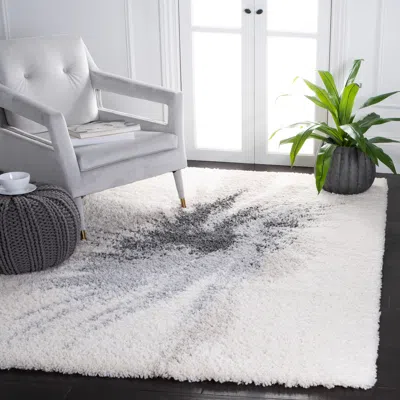 Safavieh Fontana Shag Area Rug, Grey / Ivory Modern Style Non-shedding In White