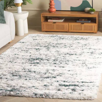 Safavieh Fontana Shag Area Rug, Ivory / Green Modern Style Non-shedding