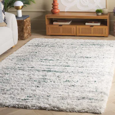 Safavieh Fontana Shag Area Rug, Ivory / Green Modern Style Non-shedding