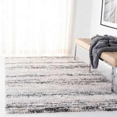 Safavieh Fontana Shag Area Rug, Ivory / Grey Modern Style Non-shedding