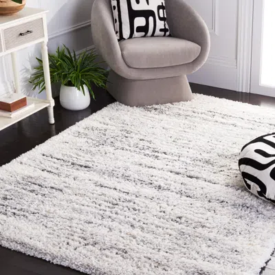 Safavieh Fontana Shag Area Rug, Ivory / Grey Modern Style Non-shedding
