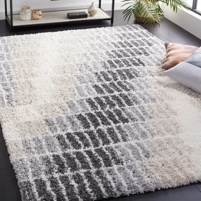 Safavieh Fontana Shag Area Rug, Ivory / Grey Modern Style Non-shedding In Gray