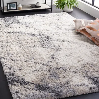 Safavieh Fontana Shag Area Rug, Ivory / Grey Modern Style Non-shedding In Gray