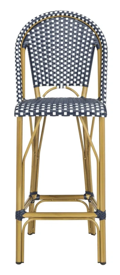 Safavieh Gresley Indoor-outdoor French Bistro Counter Stool In Navy/white
