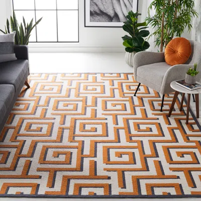 Safavieh Four Seasons Hand Made Area Rug, Ivory / Brown Contemporary Style Non-shedding In Orange