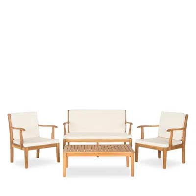 Safavieh Fresno 4-piece Outdoor Living Set In Natural/beige
