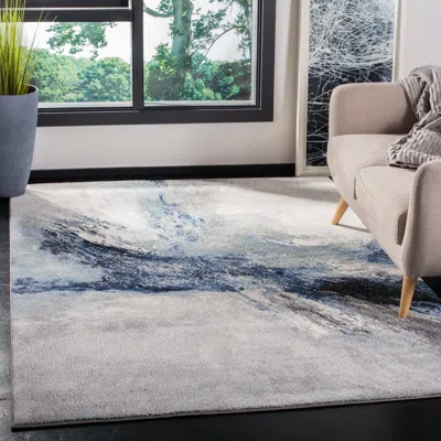 Safavieh Galaxy Machine Made Area Rug, Blue / Grey Contemporary Style Easy Care In Multi