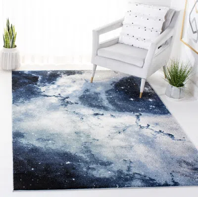 Safavieh Galaxy Machine Made Area Rug, Blue / Ivory Novelty Style Easy Care
