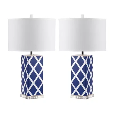 Safavieh Garden Lattice 27 In High Set Of 2 2-pc. Lamp Set In Blue