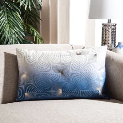 Safavieh Geometric Lumbar Pillow In Navy,gray