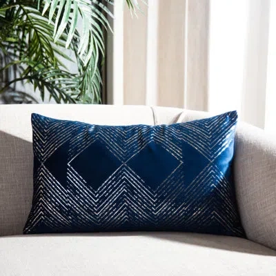 Safavieh Geometric Lumbar Pillow In Navy,gray