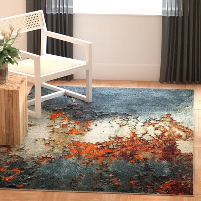 Safavieh Glacier Machine Made Area Rug, Blue / Multi Contemporary Style Easy Care
