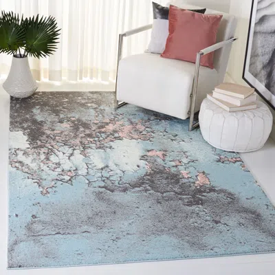 Safavieh Glacier Machine Made Area Rug, Blue / Pink Contemporary Style Easy Care