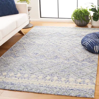 Safavieh Glamour Hand Made Area Rug, Blue / Ivory Bohemian Style Non-shedding
