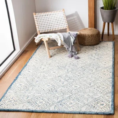 Safavieh Glamour Hand Made Area Rug, Blue / Ivory Bohemian Style Non-shedding In White