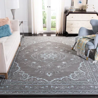 Safavieh Glamour Hand Made Area Rug, Dark Grey Traditional Style Non-shedding In Gray