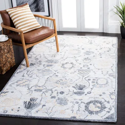 Safavieh Glamour Hand Made Area Rug, Ivory / Grey Bohemian Style Non-shedding In Blue