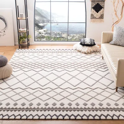 Safavieh Glamour Hand Made Area Rug, Ivory / Grey Bohemian Style Non-shedding In Gray
