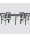 Safavieh Glendyn Outdoor 5-pc. Dining Set (1 Dining Table & 4 Chairs) In Grey,beige