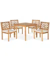 Safavieh Glendyn Outdoor 5-pc. Dining Set (1 Dining Table & 4 Chairs) In Teak Brown,beige