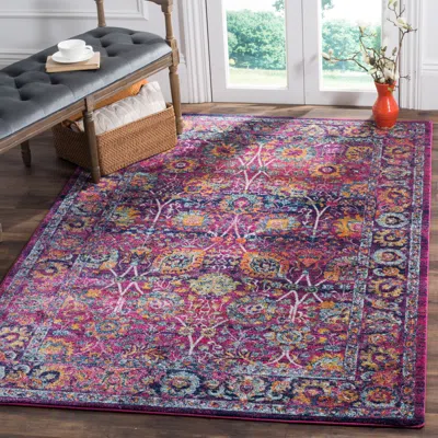 Safavieh Granada Machine Made Area Rug, Fuchsia / Multi Bohemian Style Easy Care In Purple