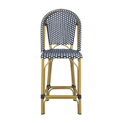 Safavieh Gresley Outdoor And Patio Collection Counter Height Bar Stool In Blue