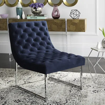 Safavieh Hadley Velvet Tufted Accent Chair In Blue