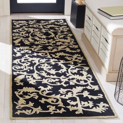 Safavieh Hand Hooked Wool Floral Rug In Black