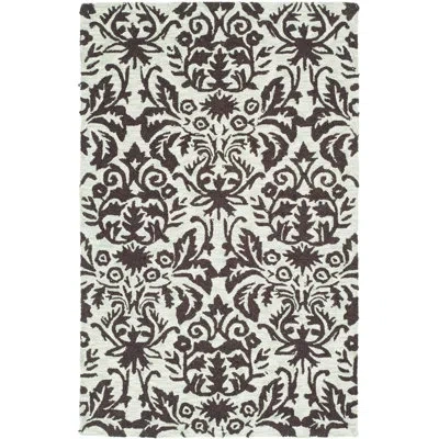 Safavieh Hand Hooked Wool Pile Damask Rug In Chocolate;sage