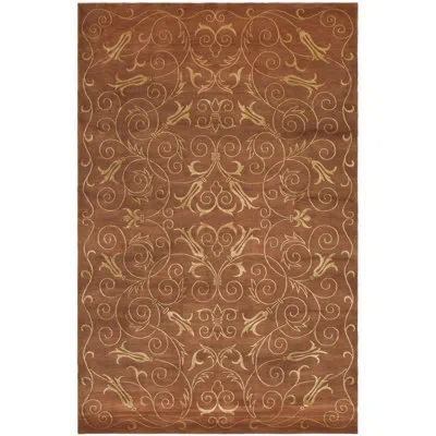 Safavieh Hand Knotted Silk & Wool Pile Rug In Brown