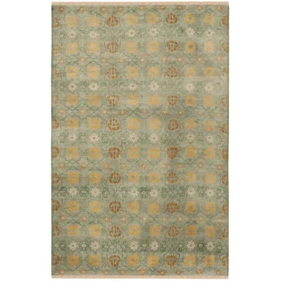 Safavieh Hand Knotted Wool Floral Rug In Blue Stone,amber
