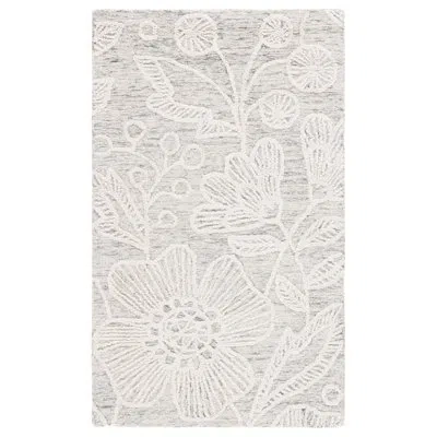 Safavieh Hand Tufted Wool Floral Rug In Ivory;gray