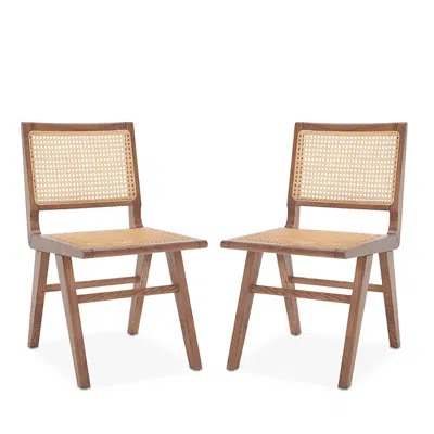 Safavieh Hattie French Cane Dining Chairs, Set Of 2, Walnut/natural In Brown