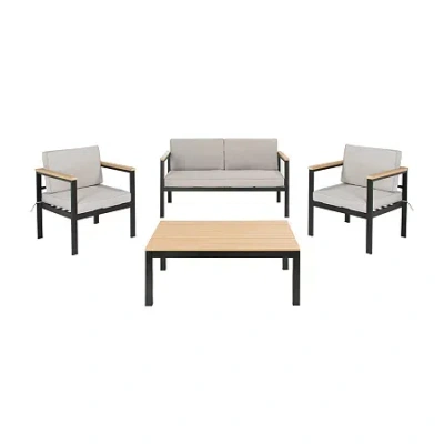 Safavieh Hendor 4-pc. Conversation Set Cushioned In Black