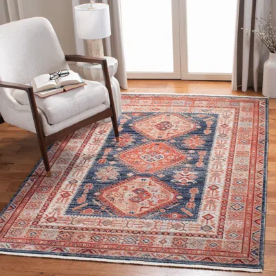 Safavieh Herat Machine Made Area Rug, Rust / Black Traditional Style Easy Care In Multi
