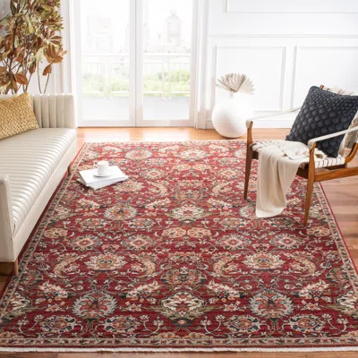 Safavieh Herat Machine Made Area Rug, Rust / Ivory Traditional Style Easy Care In Brown