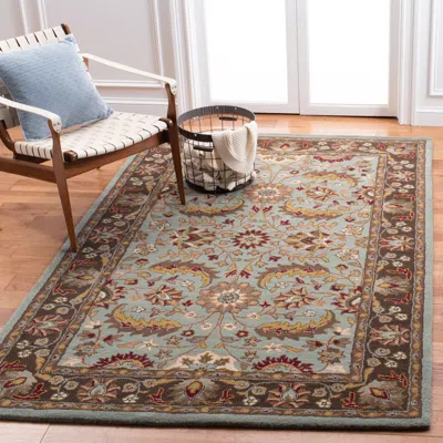 Safavieh Heritage Hand Made Area Rug, Blue / Brown Traditional Style Non-shedding