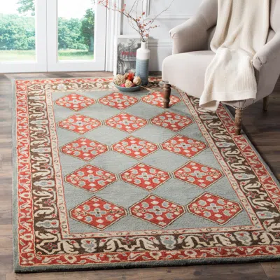 Safavieh Heritage Hand Made Area Rug, Blue / Charcoal Traditional Style Non-shedding In Multi