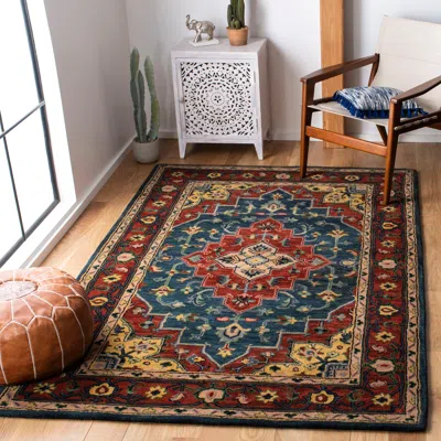 Safavieh Heritage Hand Made Area Rug, Blue / Red Traditional Style Non-shedding In Multi